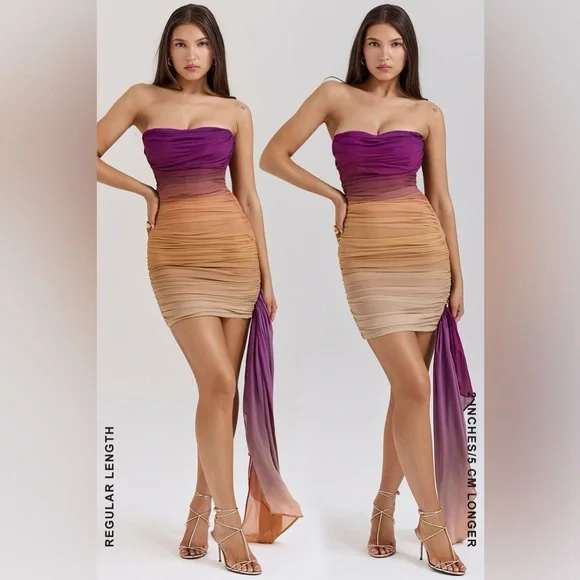 House of CB Sofie Mesh Ombre‎ Mini Dress Size XS Taller length - Picture 4 of 15